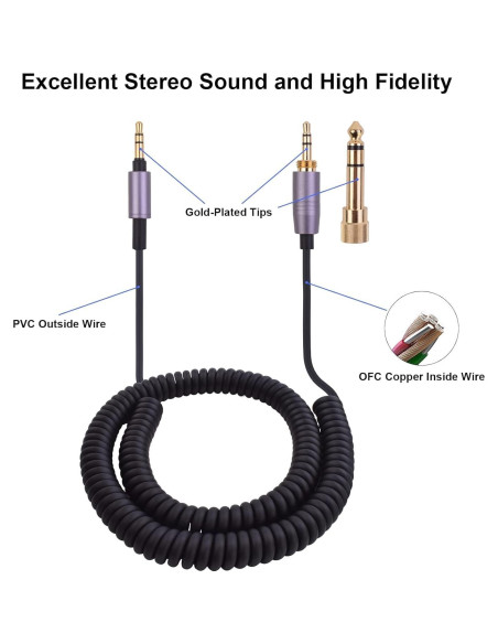 Cable de audio en espiral Hizsoaor 4.27m para Audio Technica