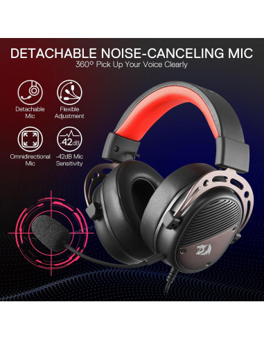 Auriculares Gaming Redragon H730 USB 53mm Sonido 360 Negro