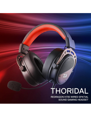 Auriculares Gaming Redragon H730 USB 53mm Sonido 360 Negro