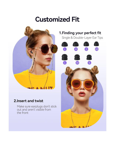 Tapones para Oídos BIGOOD G6 Silicona Suave 50dB Negro