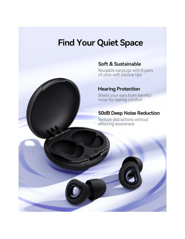 Tapones para Oídos BIGOOD G6 Silicona Suave 50dB Negro