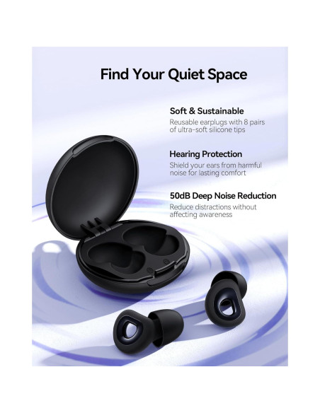 Tapones para Oídos BIGOOD G6 Silicona Suave 50dB Negro