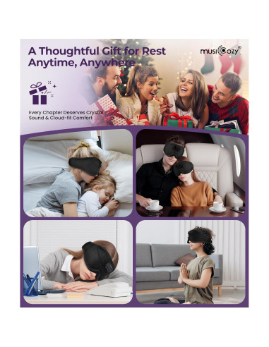 MUSICOZY Máscara de Sueño Bluetooth 3D con Auriculares Inalámbricos