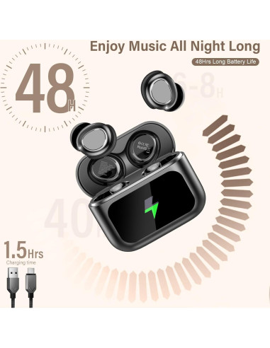 Auriculares Bluetooth 5.4 ZYHKON SU9 para dormir, 48h reproducción