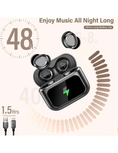 Auriculares Bluetooth 5.4 ZYHKON SU9 para dormir, 48h reproducción