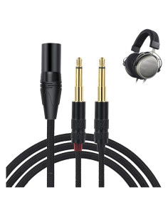 Cable de Auriculares Dual 3.5mm a XLR okcsc 2m Trenzado Nylon