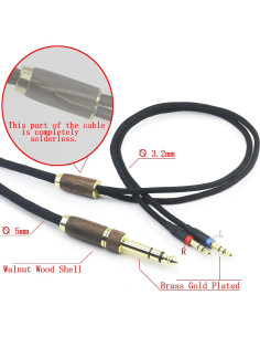 Cable de audio 2m 6N OCC con plata para Hifiman 3.5mm 2