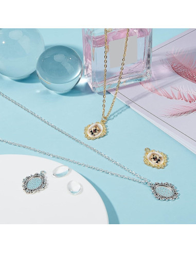 Kit de 100 Bandejas de Colgante Bezel PH PandaHall - Dorado y Plateado