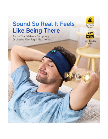 Auriculares para Dormir Perytong Bluetooth 5.4 Banda Azul Marino Auriculares para Dormir Perytong Bluetooth 5.4 Banda Azul Marino