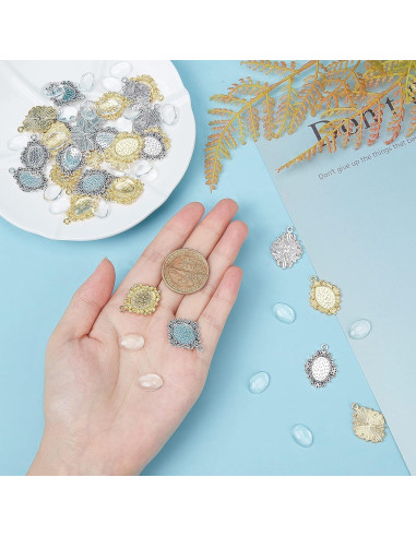 Kit de 100 Bandejas de Colgante Bezel PH PandaHall - Dorado y Plateado