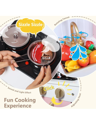 Cocina de Madera Kinder King para Niños 96.5x88.9cm Negra