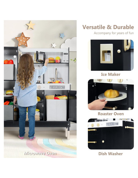 Cocina de Madera Kinder King para Niños 96.5x88.9cm Negra