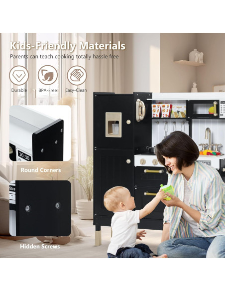 Cocina de Madera Kinder King para Niños 96.5x88.9cm Negra