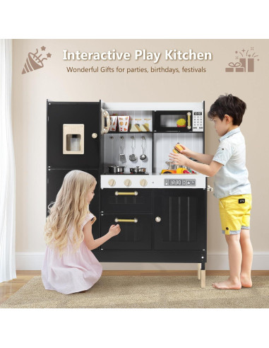 Cocina de Madera Kinder King para Niños 96.5x88.9cm Negra