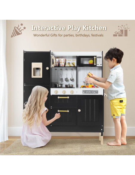 Cocina de Madera Kinder King para Niños 96.5x88.9cm Negra