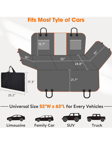 Funda de Asiento Trasero para Perros MIXJOY - Extensor Negro