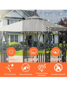 Toldo de Gazebo Cuadrado ERFEI 3.05x3.05m Beige Impermeable 2