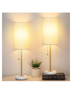 Lámpara de Mesa de Noche JUNNAI con Base de Mármol 46.99 cm