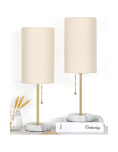 Lámpara de Mesa de Noche JUNNAI con Base de Mármol 46.99 cm 2