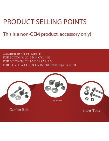 Pernos de Alineación Excéntrica HLVEAUTO para Camber Toyota