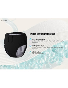 Pañales de natación reutilizables EEOST M Negro a prueba de fugas 2