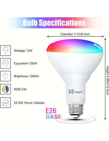 Bombillas Inteligentes Noger BR30 LED 12W Paquete de 4