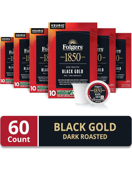 Café Folgers 1850 Black Gold Tostado Oscuro 60 Cápsulas K-Cup
