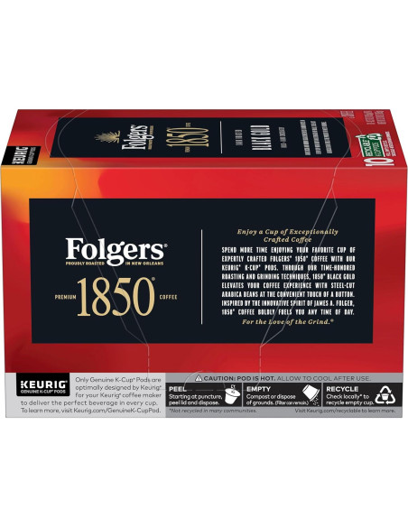 Café Folgers 1850 Black Gold Tostado Oscuro 60 Cápsulas K-Cup