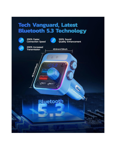 Transmisor FM Bluetooth Nulaxy BC91 54W Cargador 4 Puertos