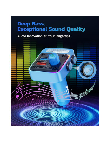 Transmisor FM Bluetooth Nulaxy BC91 54W Cargador 4 Puertos