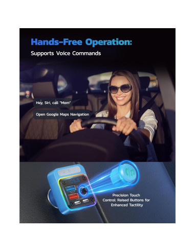 Transmisor FM Bluetooth Nulaxy BC91 54W Cargador 4 Puertos