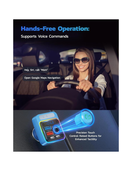 Transmisor FM Bluetooth Nulaxy BC91 54W Cargador 4 Puertos