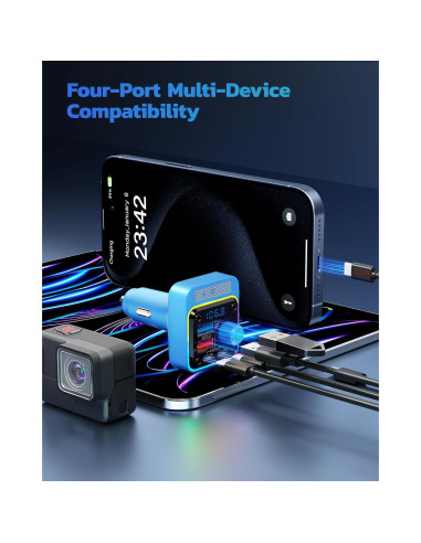 Transmisor FM Bluetooth Nulaxy BC91 54W Cargador 4 Puertos