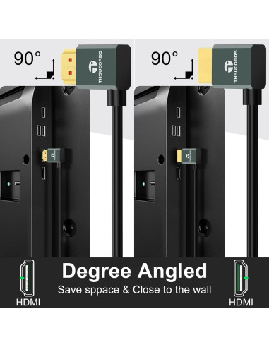 Cable HDMI 2.1 Ultra Delgado 8K 90 Grados 2.0M Thsucords