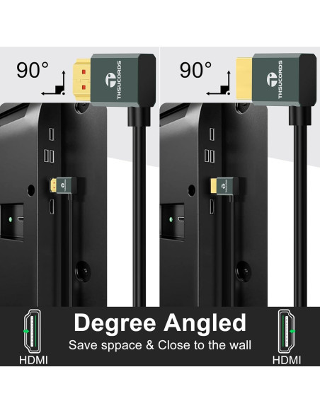 Cable HDMI 2.1 Ultra Delgado 8K 90 Grados 2.0M Thsucords