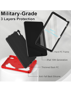 Funda para iPad 10 Generación 2022 Niños Rojo Negro 2