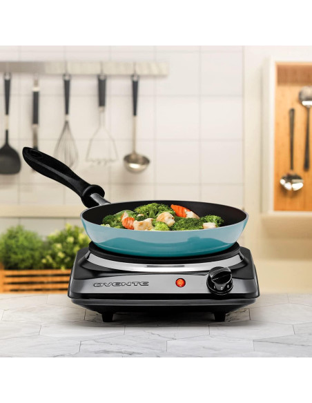 Cocina Eléctrica OVENTE BGS101B 1000W Hierro Fundido 22.86cm