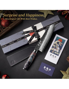 Cuchillo de Chef Santoku Atumuryou JPCK 17.78 cm Damasco VG10 2