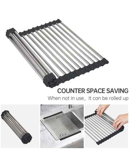 Escurridor de Platos Enrollable CHIRISEN 54x32.5 cm Antideslizante