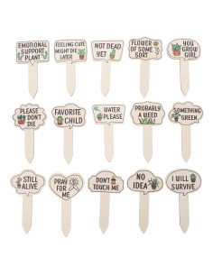 15 Etiquetas de Jardín de Madera HANABASS para Plantas