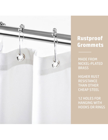 Funda de Ducha Impermeable Felisa 182.88x182.88 cm Blanca