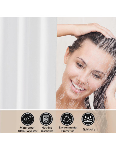 Funda de Ducha Impermeable Felisa 182.88x182.88 cm Blanca