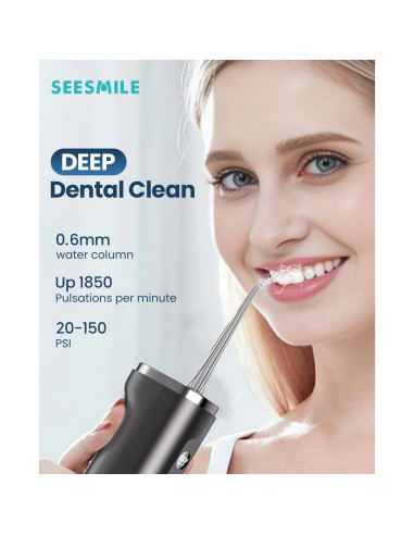 Irrigador Dental Portátil SEESMILE Negro 300 ML 100 Modos IPX7