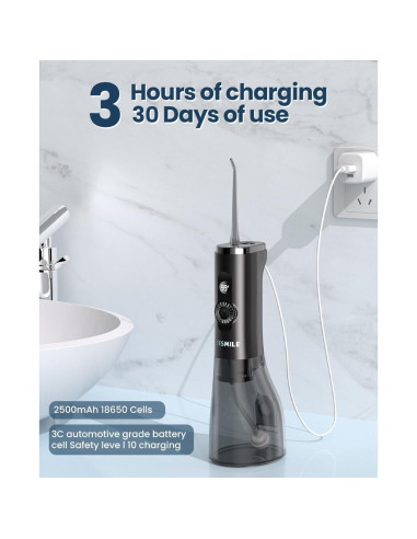 Irrigador Dental Portátil SEESMILE Negro 300 ML 100 Modos IPX7