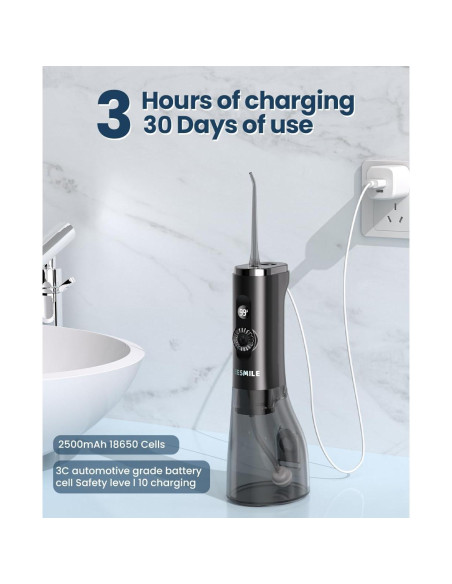 Irrigador Dental Portátil SEESMILE Negro 300 ML 100 Modos IPX7