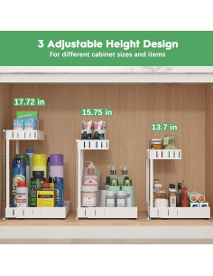 Organizador Bajo Fregadero REALINN 2 Niveles Ajustable Blanco 2