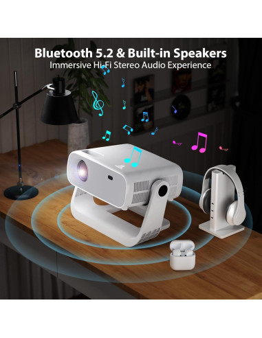 Proyector Inteligente Wielio 2025 Nativo 1080P Soporte 4K WiFi 6