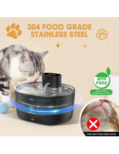 Fuente de Agua Inalámbrica para Gatos Petting Park 3.2L Acero Inoxidable 2