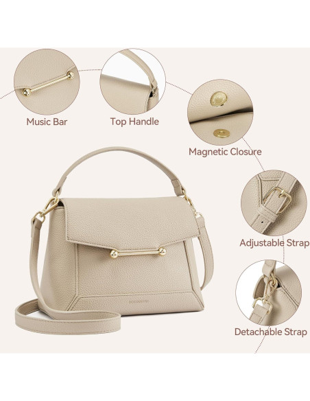 Bolso Cruzado BOSTANTEN de Cuero Vegano para Mujeres - Nude