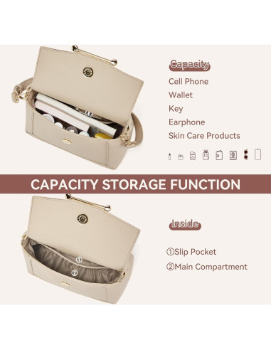 Bolso Cruzado BOSTANTEN de Cuero Vegano para Mujeres - Nude